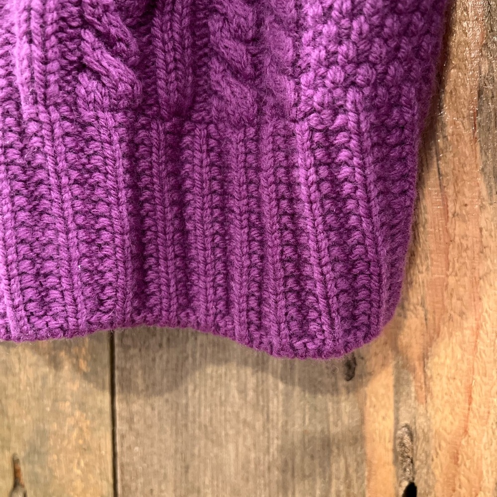 Aran Crafts Sweater Womens Plum Merino Wool Cardigan Size XL - Picture 6 of 9